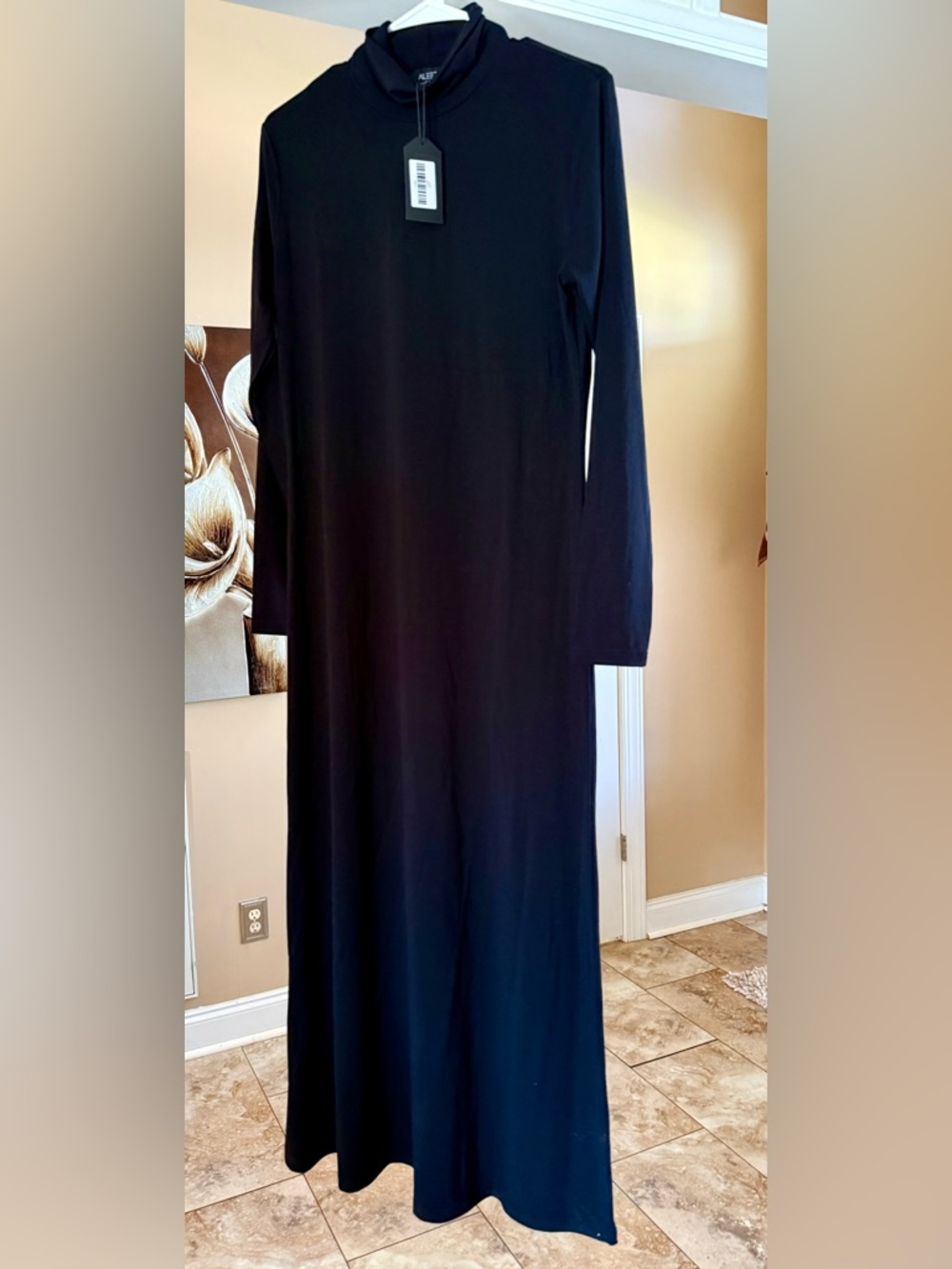 Classic Black Turtleneck Maxi Dress - Long Sleeve